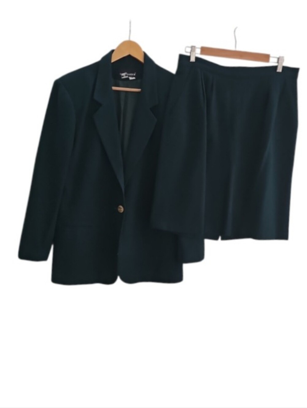 Vintage Sag Harbor Wool Suit Women Sz 14/16 Hunter Green Blazer Skirt Academia
